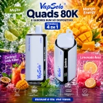 VapSolo Quads 80.000 Puffs vape mojito, manga monster, lady killer e limonada rosa sabores mistos