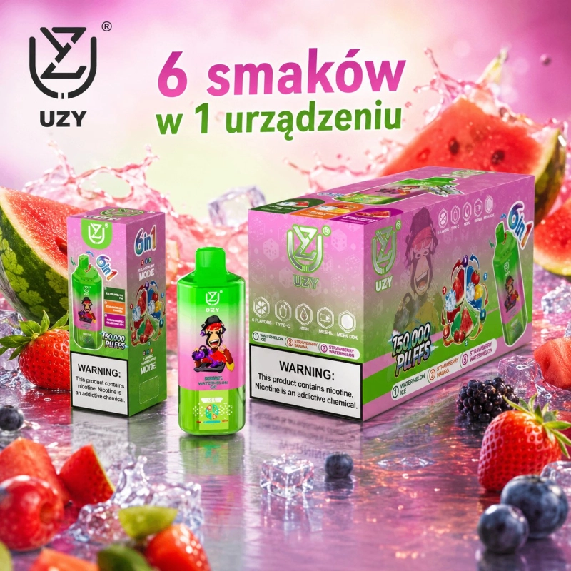 UZY 6 in 1 150000 puffów Jednorazowy e-papieros, Arbuzowy lód
