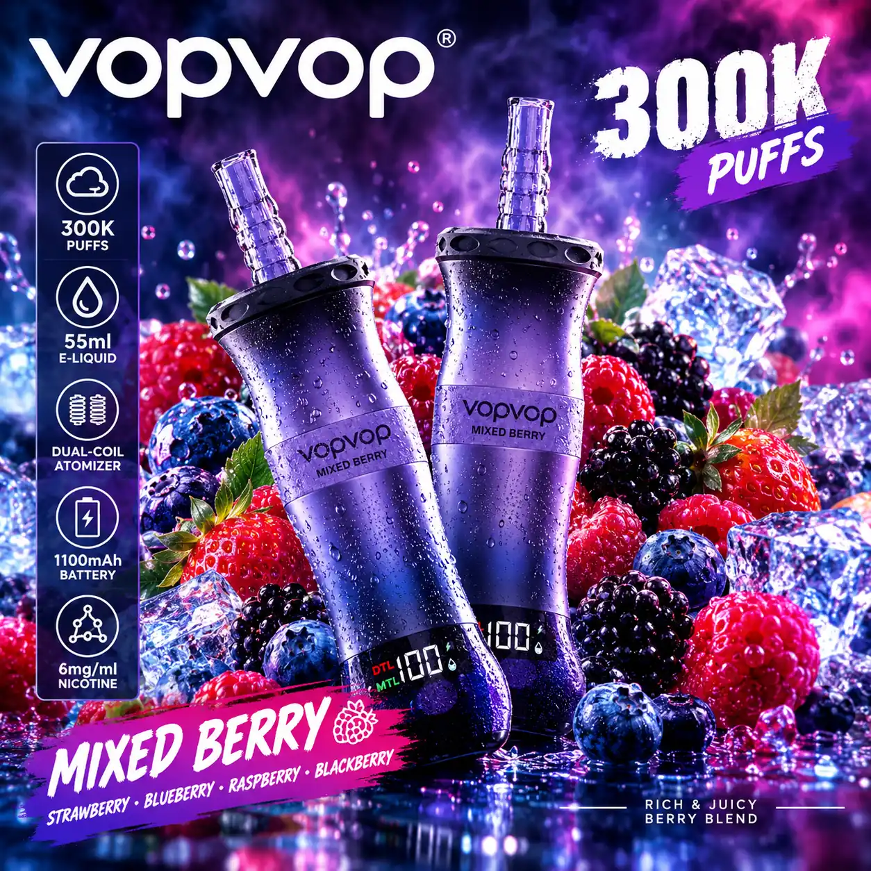 VopVop 300K Shisha Vape – 300,000 Puffs Long-Lasting Disposable Vape（The products will be shipped in 30 days.）