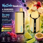 VapSolo Quads 80.000 Puffs 4 em 1 sabor mirtilo cassis, amora framboesa negra, cheesecake e lima maracujá