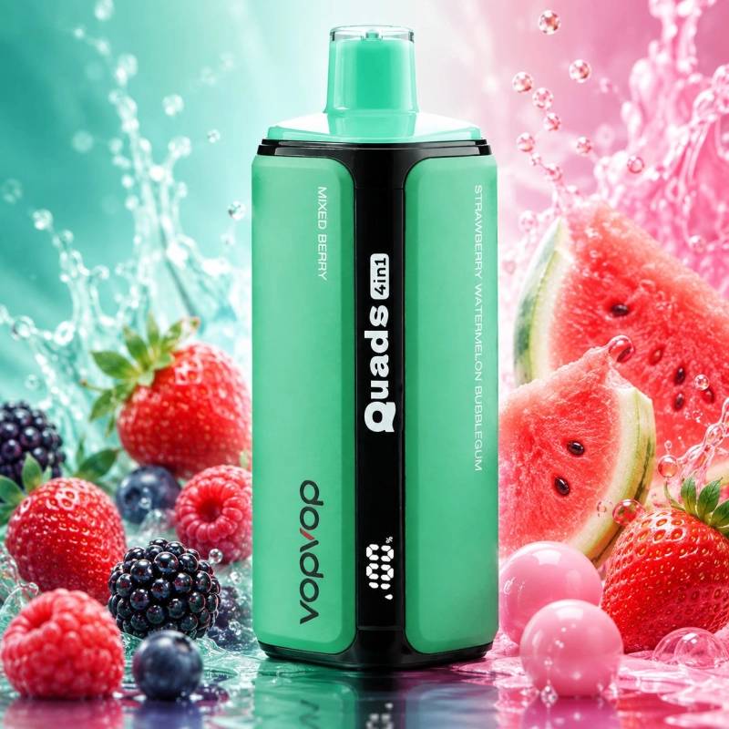 VopVop Quads 4in1 200000 slukk eldobható vape, bogyós és epres görögdinnyés íz