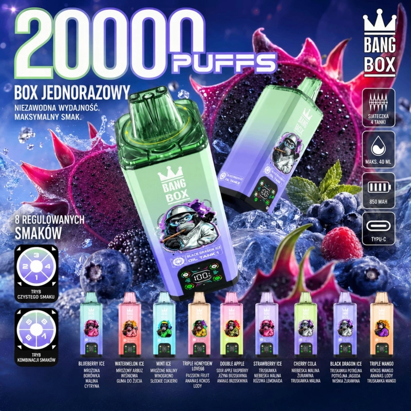 Bang Box 20000 zaciągnięć Jednorazowy e-papieros, Różne smaki