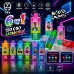 UZY 6w1 150000 zaciągnięć Jednorazowy e-papieros, Różne smaki owocowe