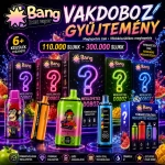 Bangbox-Vapor meglepetésdoboz lehetséges termékei Bang Legend, Bang Box, UZY, VapSolo és VOPVOP márkákkal