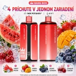 Bang Box 4 v 1 – kombinácia príchutí Ľadový vodný melón, Jahoda-mango, Čučoriedka, Perlivá čerešňa