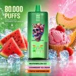 BangBox 80K 3-in-1 disposable vape with Watermelon Ice, Strawberry Ice and Triple Melon flavors