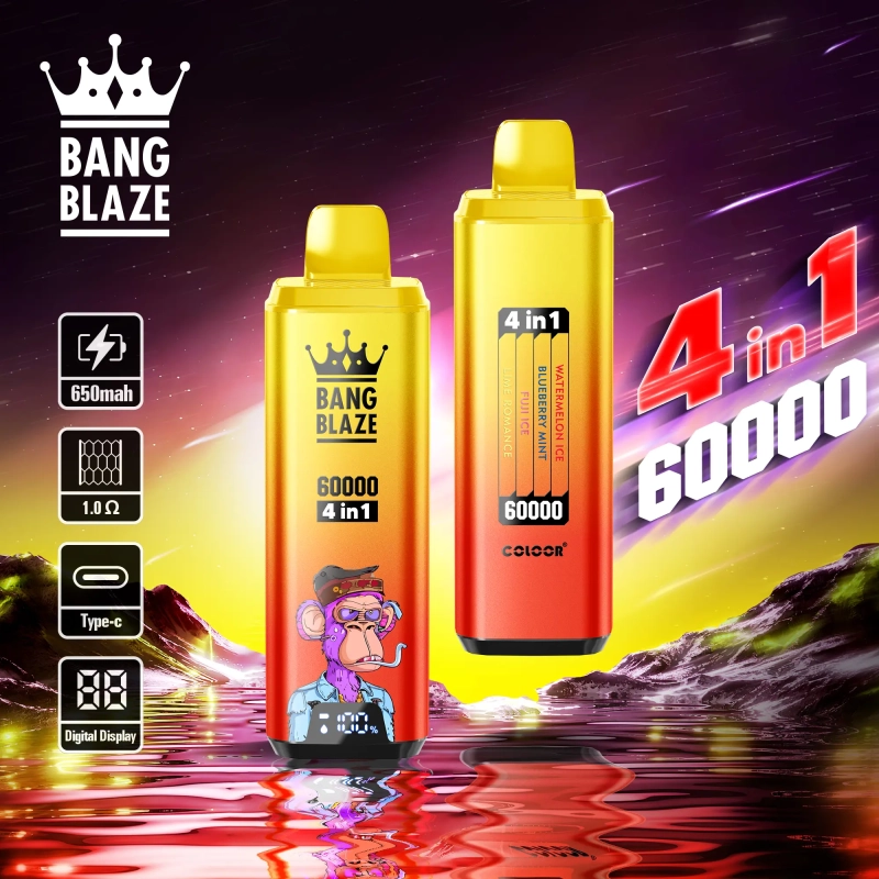 Bang Blaze® 60000 60 ezer szippantás 4 az 1-ben ízek legújabb eredeti újratölthető LCD kijelzős eldobható vape 2