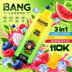 Vape descartável 110K com mirtilo e framboesa, ursinhos de goma e melancia com pitaya