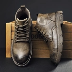 2022 Jesień Nowe Buty Martin Męskie Mid-Top Taktyczne Męskie Buty Retro Lokomotywa Skórzane Buty Brytyjskie Buty Z Okrągłym Noskiem