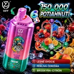 UZY 150 000 potiahnutí 6 v 1 – kombinácia príchutí lesné ovocie, šumivá čerešňa a broskyňa s citrónom