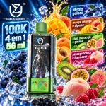 UZY Crystal 100.000 Puffs 4-em-1 vape descartável com sabores melão gelado e framboesa azul, cereja e melão, pêssego azedo e maracujá, kiwi