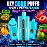 UZY 500K Penta Flavor 10 em 1, dispositivo vape azul-turquesa com sistema de seleção de dez opções de sabor.