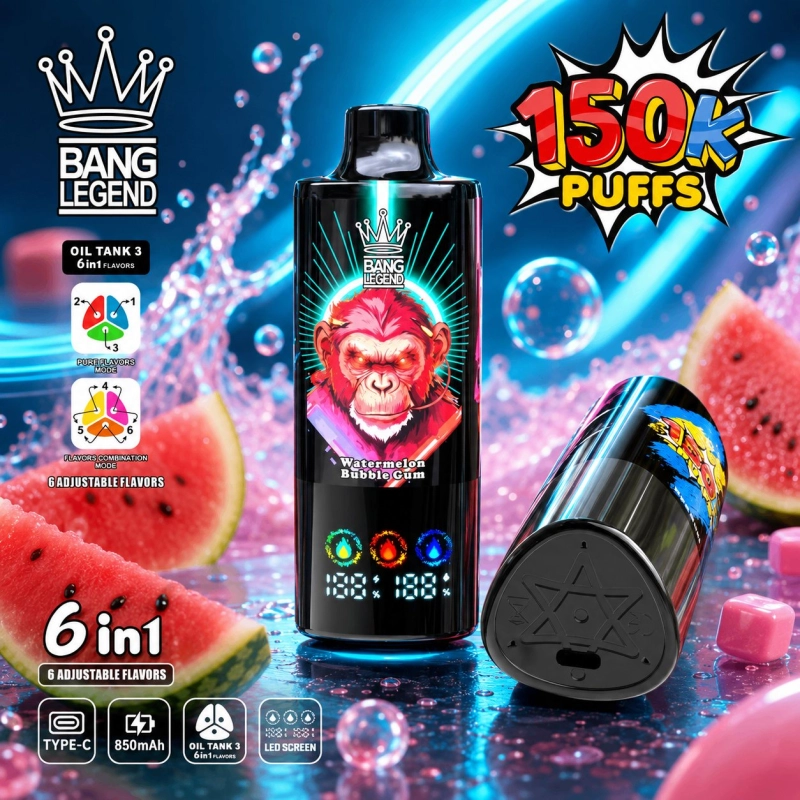 Bang Legend 150000 Puffs Disposable Vape, Watermelon Bubble Gum