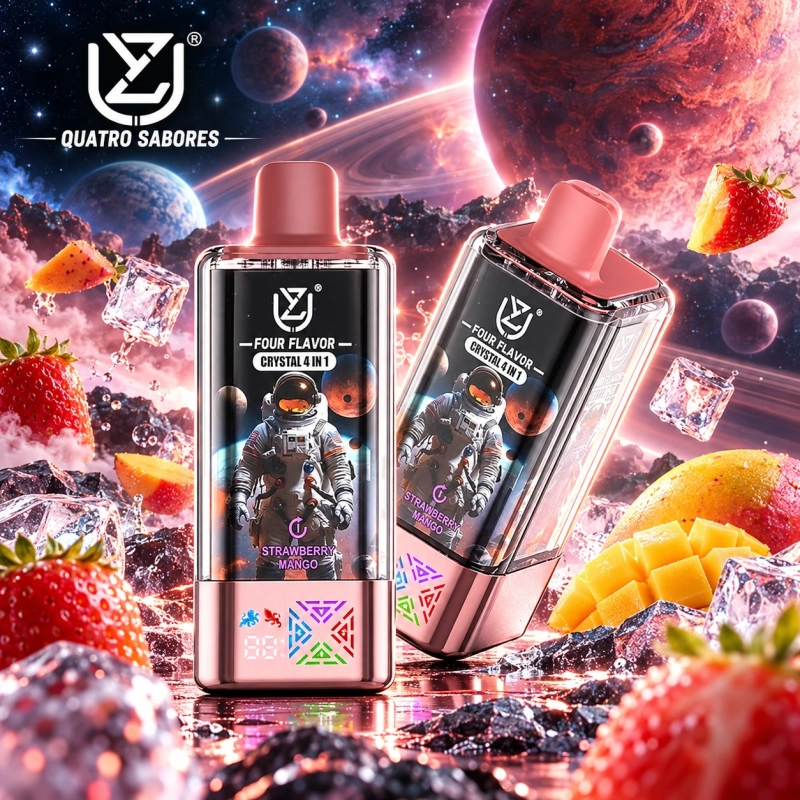 Vape descartável UZY Crystal 4 em 1 100 000 puffs com sabor Strawberry Watermelon e 4 sabores num só dispositivo