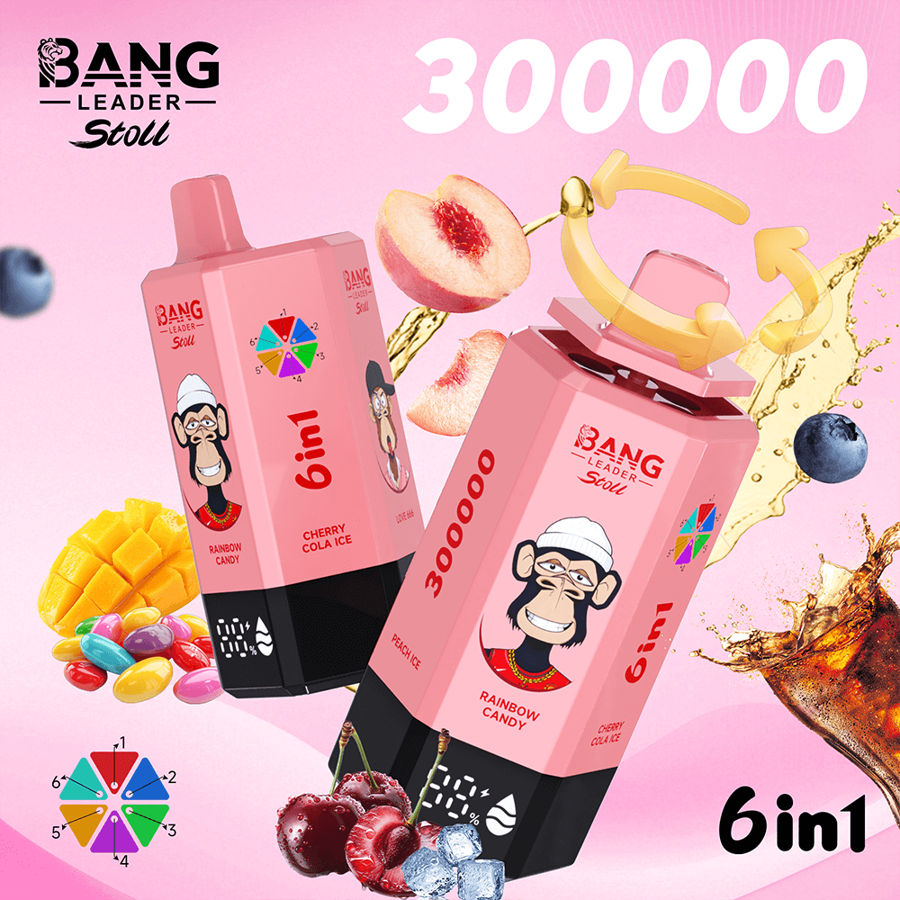 Bang Leader Stoll VAPE 300K 5.Rainbow Candy & Cherry Cola Ice & Love 666 & Mango Ice & Blueberry Cotton Candy & Peach Ice