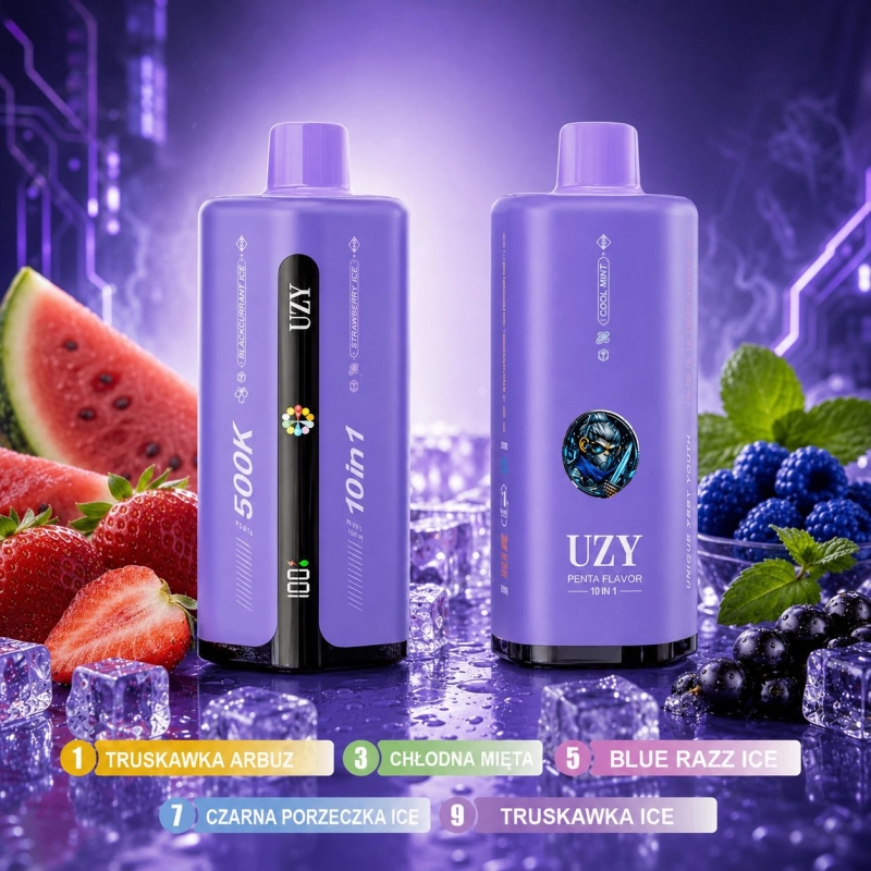 UZY Penta Flavor 500000 zaciągnięć Jednorazowy e-papieros, Owocowe smaki lodowe