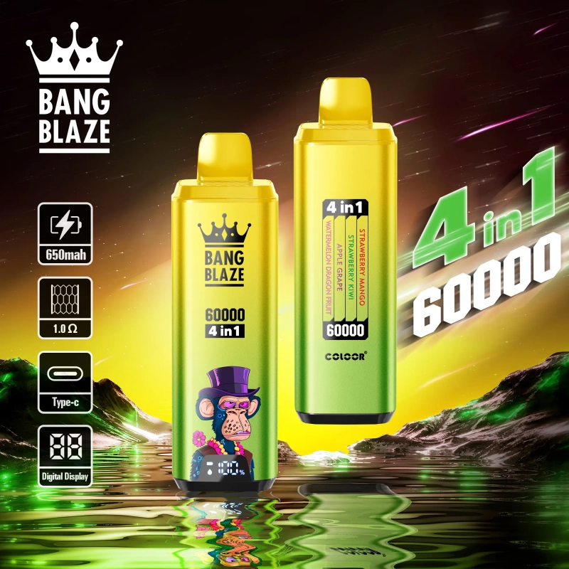 Bang Blaze® 60000 60 ezer szippantás 4 az 1-ben ízek legújabb eredeti újratölthető LCD kijelzős eldobható vape 2