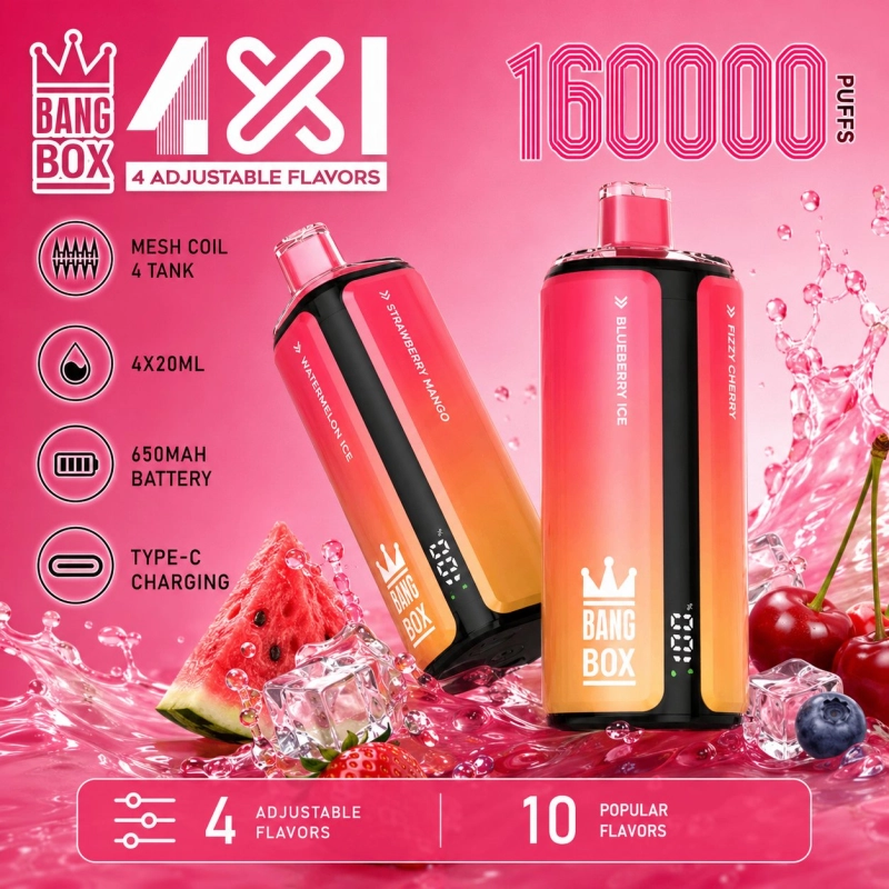 Bang Box 4 w 1 160000 buchów Jednorazowy e-papieros, 4 smaki owocowe