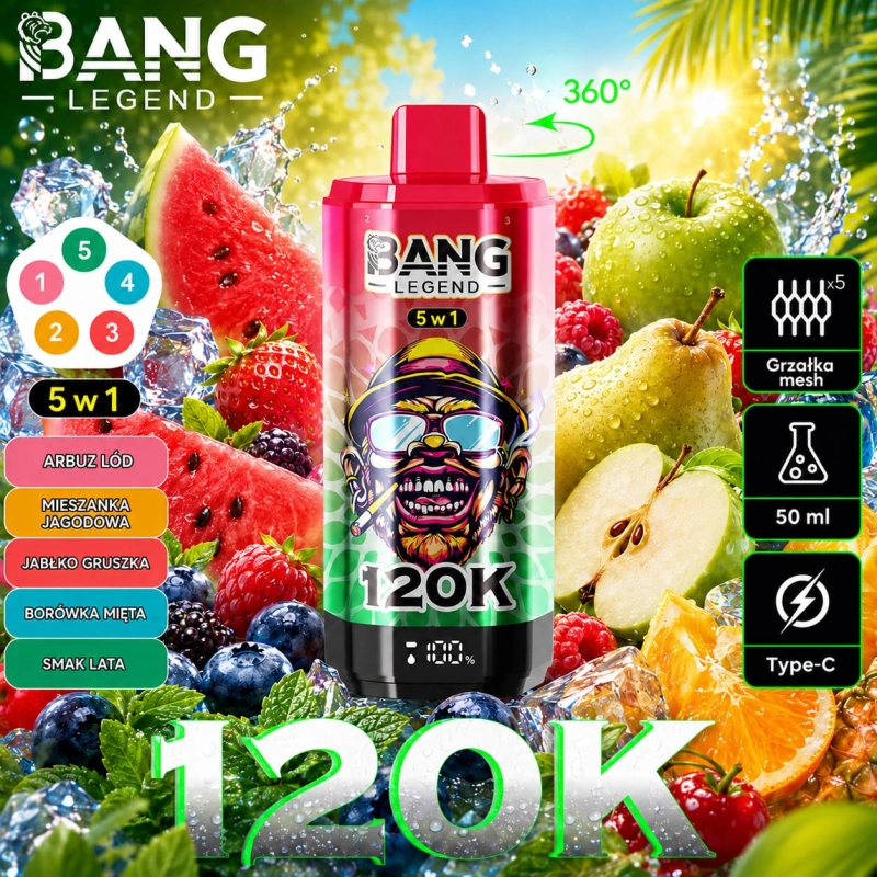 Bang Legend 120K smak Cola Wiśnia – jednorazowy vape 120 000 zaciągnięć Polska