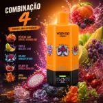 VOPVOP 150 000 Puffs Combinação 4 vape descartável 6 em 1 com Pêssego com Frutas Vermelhas, Triplo Melão e Uva, Gelado Dragão Negro, Gelado de Cereja com Gás e Urso de Goma