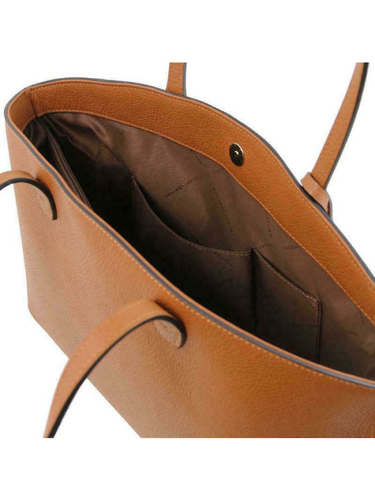 TL Δερμάτινη Γυναικεία Τσάντα Shopper Ώμου Ταμπά