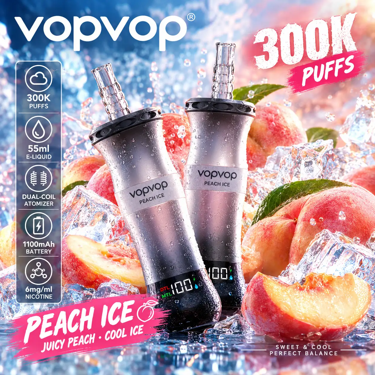 VopVop 300K Shisha Vape – 300,000 Puffs Long-Lasting Disposable Vape（The products will be shipped in 30 days.）