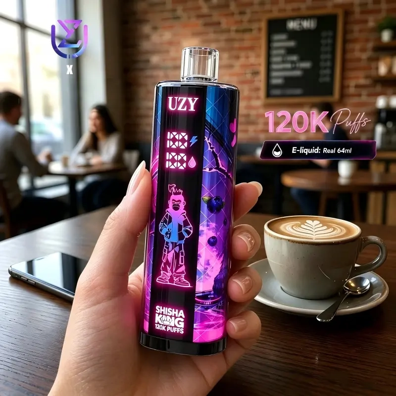 UZY SHISHA HOOKAH KING 120000 Crystal Design • Smart Screen • 120K Massive Puffs 1.Blueberry on ice