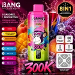 Bang Legend 8IN1 300000 Puxadas Vape Descartável, 8 Sabores Rosa