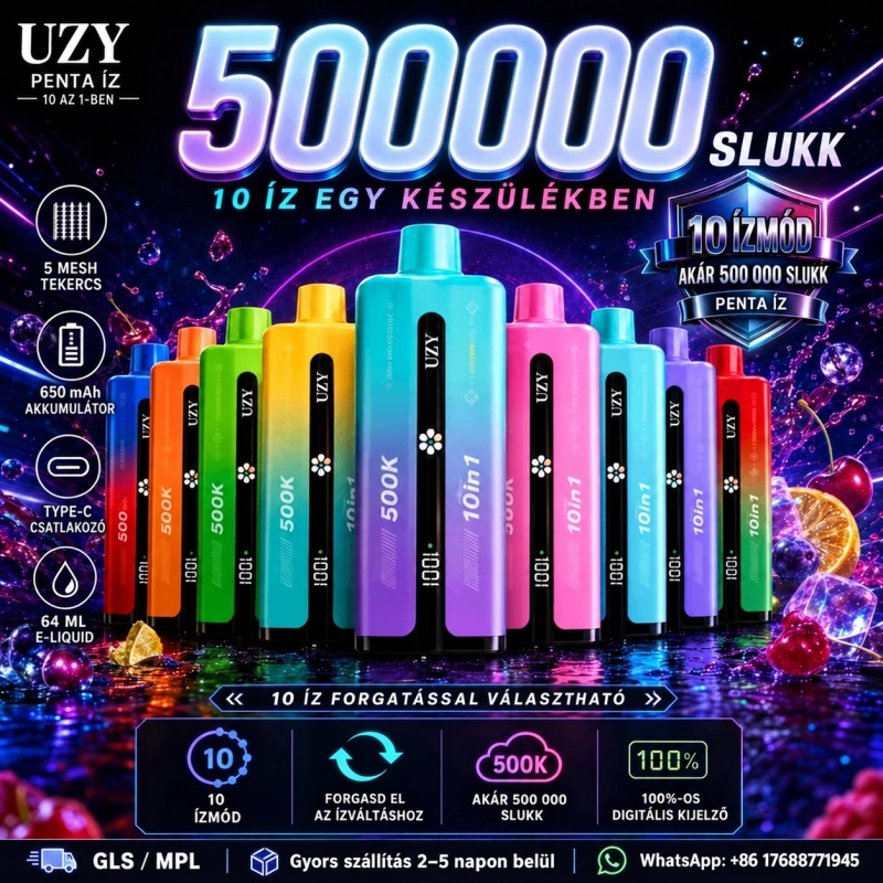 UZY Penta Íz 500000 slukk eldobható elektromos cigaretta, vegyes színekben