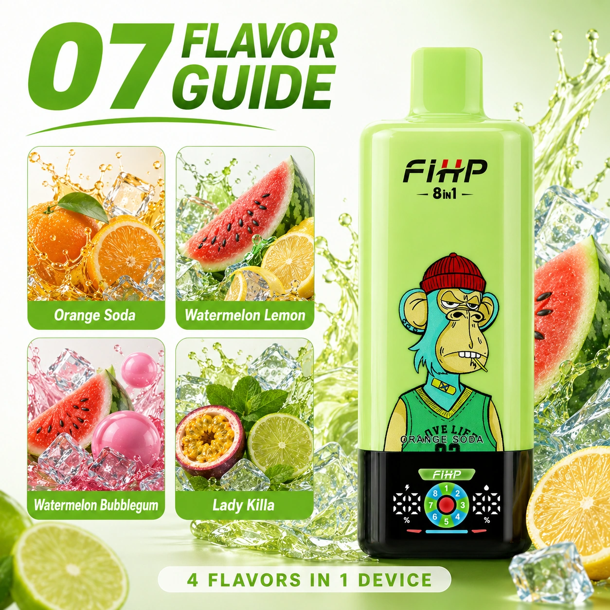 7FIHP VAPE  8in1 200K Puffs 8 Flavors Disposable Vape Wholesale
