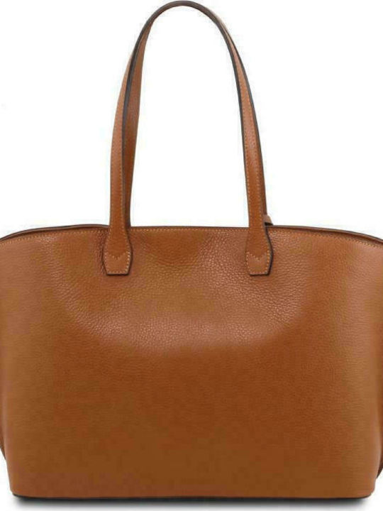 TL Δερμάτινη Γυναικεία Τσάντα Shopper Ώμου Ταμπά