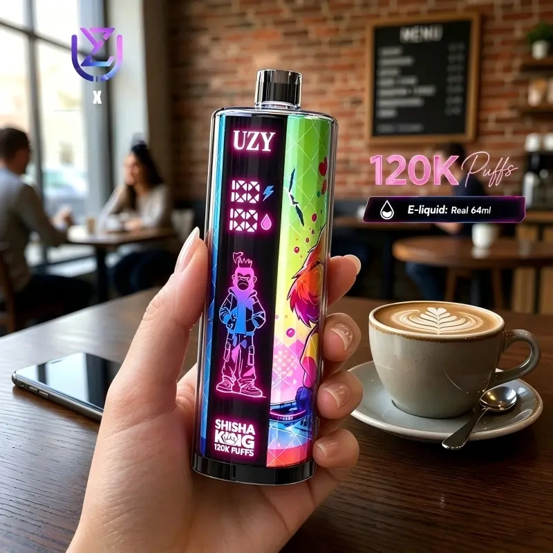 UZY SHISHA HOOKAH KING 120000 Crystal Design • Smart Screen • 120K Massive Puffs 1.Blueberry on ice