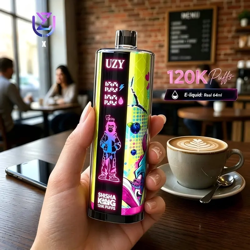UZY SHISHA HOOKAH KING 120000 Crystal Design • Smart Screen • 120K Massive Puffs 1.Blueberry on ice