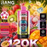 Bang Legend 120K eper-kiwi, eper-banán, licsifagylalt, görögdinnye, áfonya és maracuja-mangó ízkészlet