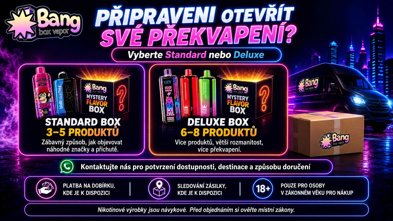 Bangbox-Vapor Mystery Box Standard nebo Premium s platbou na dobírku, sledováním zásilky a doručením GLS po České republice