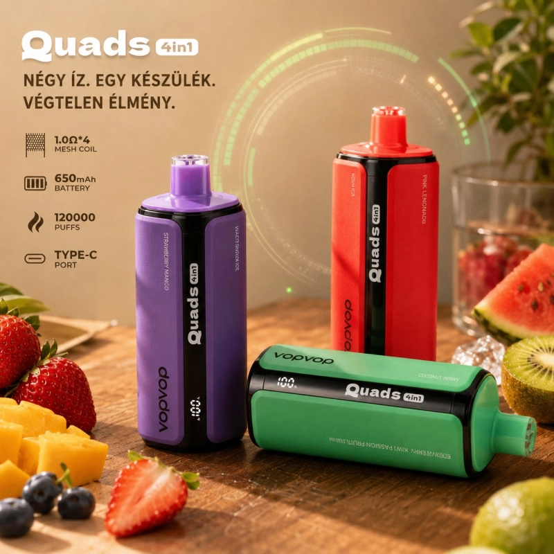 VopVop Quads 4in1 120000 slukkos eldobható vape, vegyes gyümölcsös