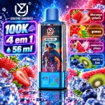 UZY Crystal 100.000 Puffs 4-em-1 vape descartável com sabores gelado de mirtilo e morango, banana, duas maçãs e Skittles
