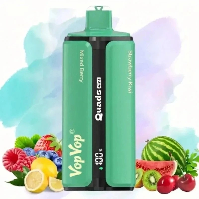 VopVop Quads 4in1 120000 slukkos eldobható vape, Vegyes bogyós és Eper kivi ízben (1)