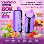VapSolo Quads 80K 4 in 1 vape Strawberry Watermelon Cherry Cola Iced Peach Refreshing Grapefruit flavors