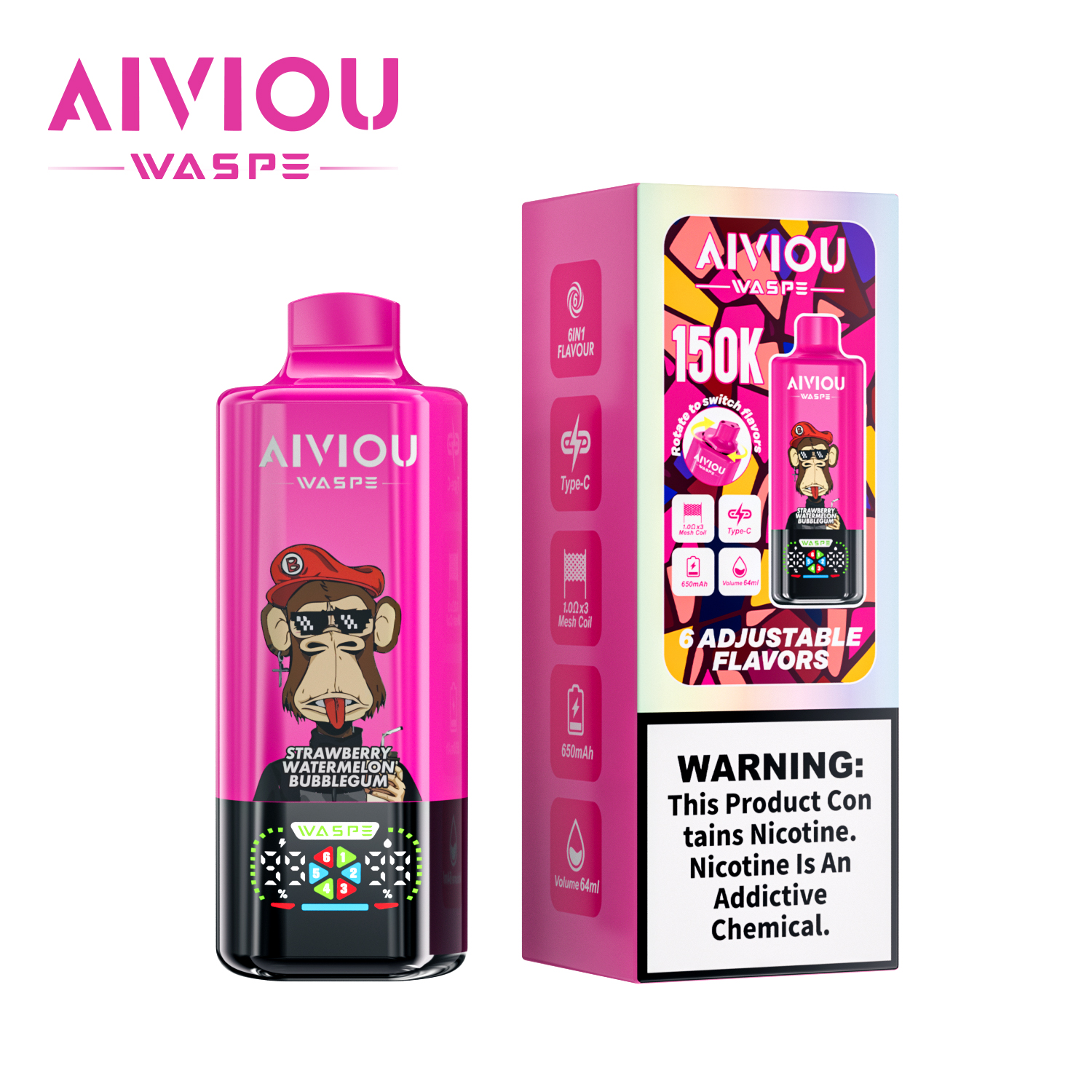 WASPE Vape– 6 smaków w jednym, łatwe przełączanie(150 000 zaciągnięć)