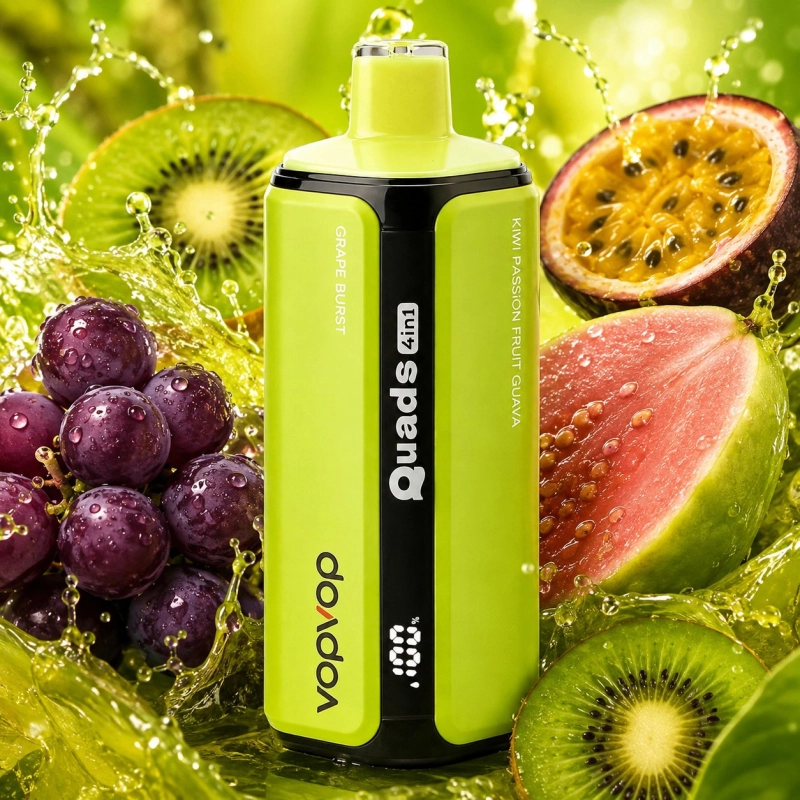 VopVop Quads 4in1 200000 slukkos eldobható vape, Kiwi Passiógyümölcs Guava Szőlő