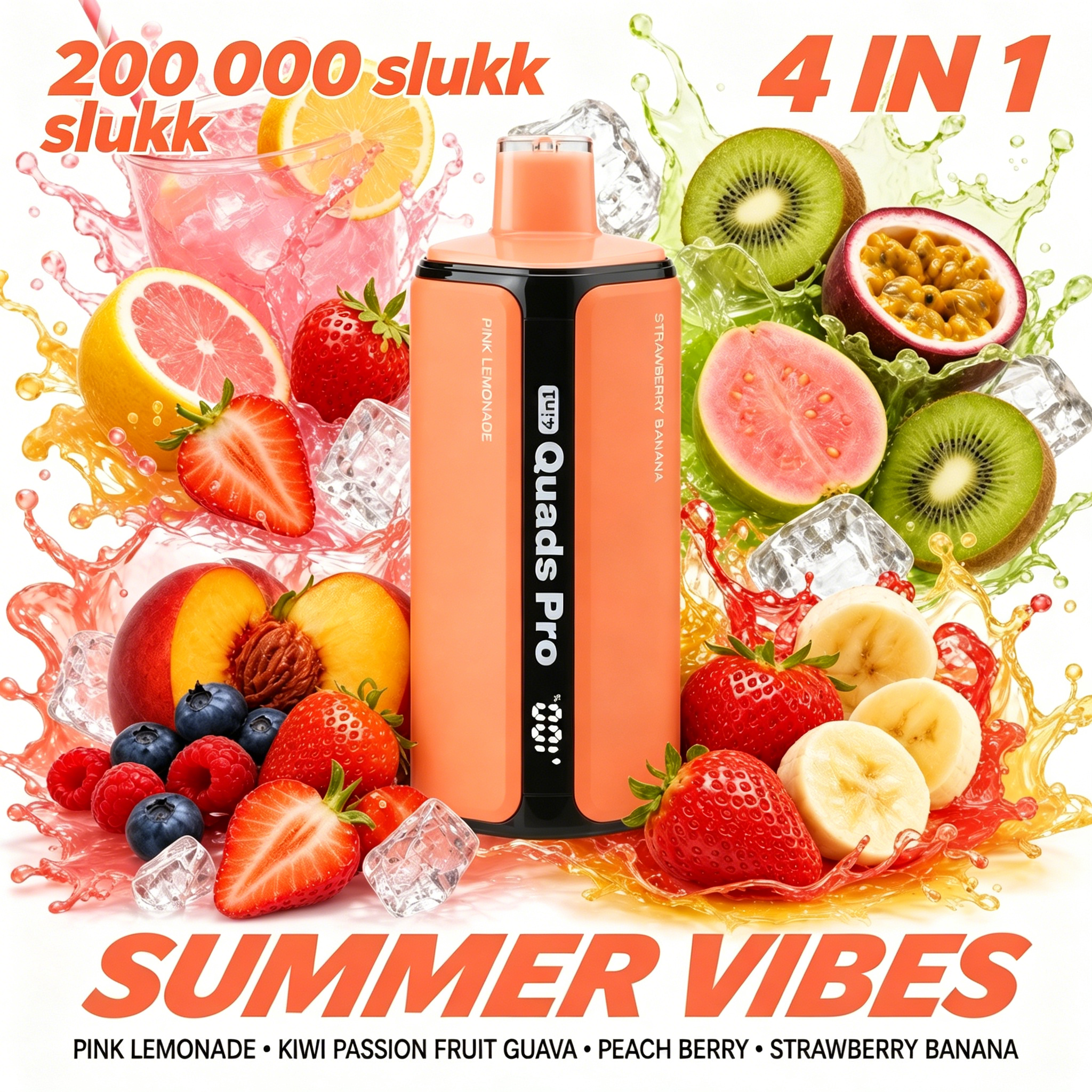VOPVOP PRO 4 in 1 4.PINK LEMONADE & KIWI PASSION FRUIT GUAVA & PEACH BERRY & STRAWBERRY BANANA