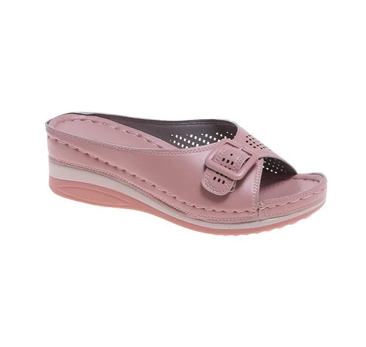 Sandale casual cu platformă, cu cataramă, cu vârf rotund