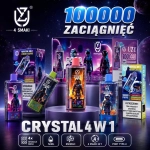 UZY Crystal 4 w 1 100000 zaciągnięć Jednorazowy e-papieros, cztery smaki