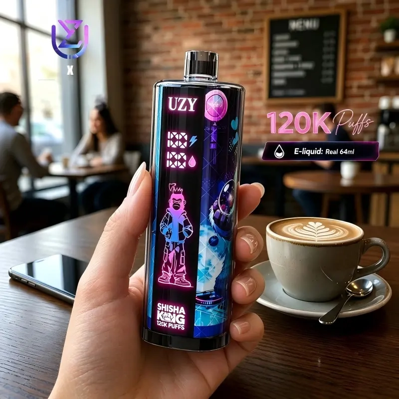 UZY SHISHA HOOKAH KING 120000 Crystal Design • Smart Screen • 120K Massive Puffs 1.Blueberry on ice