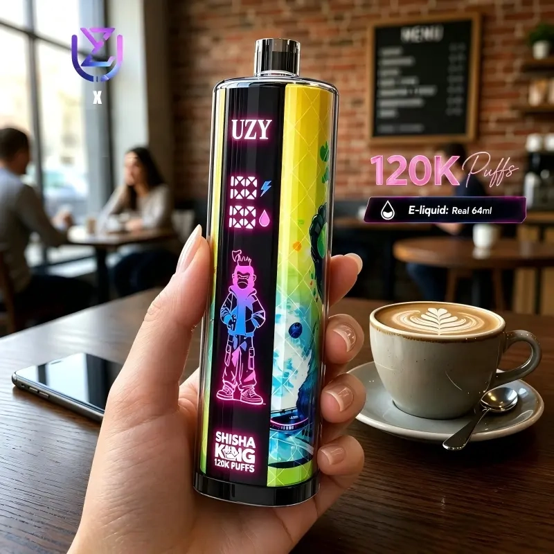 UZY SHISHA HOOKAH KING 120000 Crystal Design • Smart Screen • 120K Massive Puffs 1.Blueberry on ice