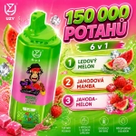 UZY 150K 6v1 jednorázová e-cigareta – Ledový meloun, Jahodová Mamba, Jahoda s melounem