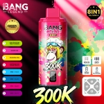 Bang Legend 300K 8-in-1 Flavors Disposable Vape – Több ízű, 300 000 szippantásos élmény8. gyümölcsös sárkánygyümölcs+alma körte+passiógyümölcs kivi lime+áfonya őszibarack jég