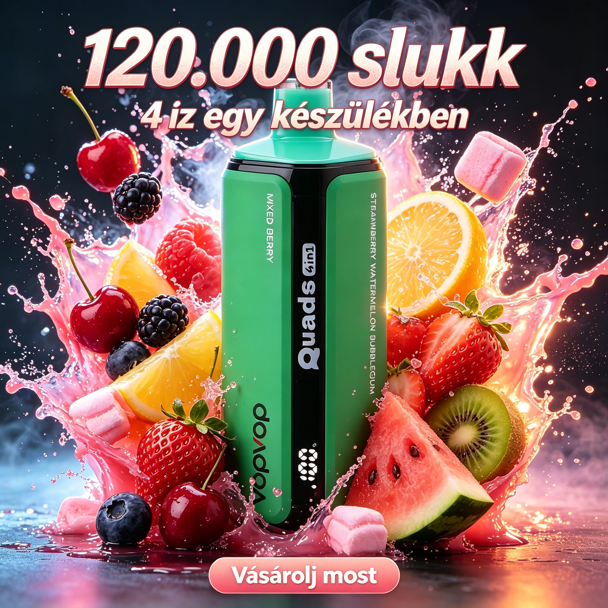 120k 4in12.MIXED BERRY & CHERRY LEMON & STRAWBERRY KIWI & STRAWBERRY WATERMELON BUBBLEGUM