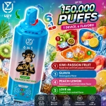 UZY 150K Puffs Kiwi Passion Fruit Guava Peach Lemon Love 66 flavor vape